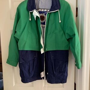 Green and Navy Women's Raincoat